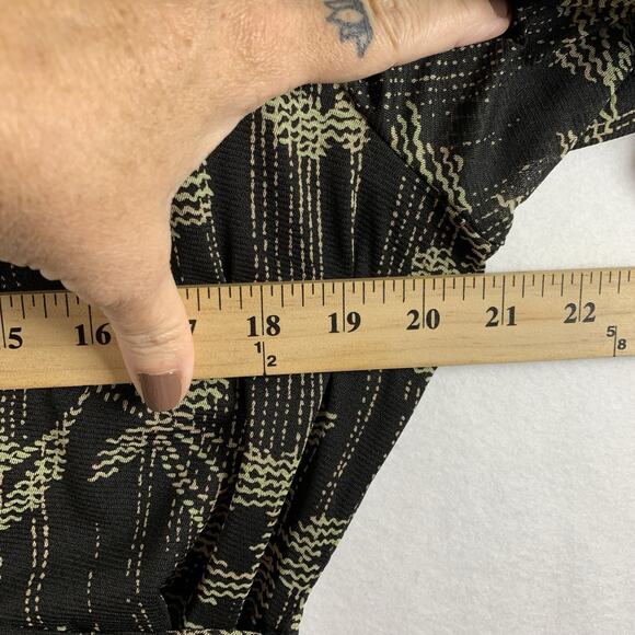 Womens Sheer Mesh‎ Faux Wrap Top Sz L Floral Y2K Evening Office Siren Sequin USA - Picture 6 of 12